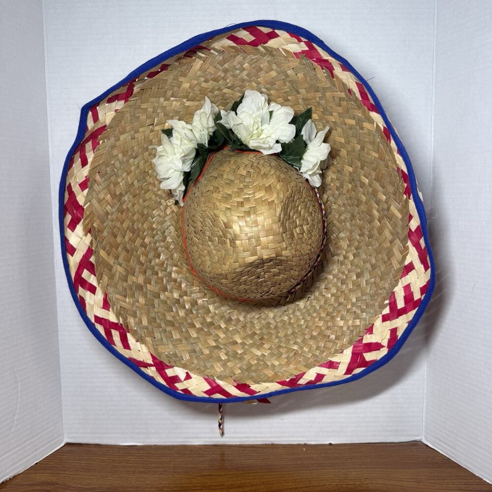 SOMBRERO 16” Medium STRAW MEXICAN HAT Dress-up Costumes PARTY Decoration GUC